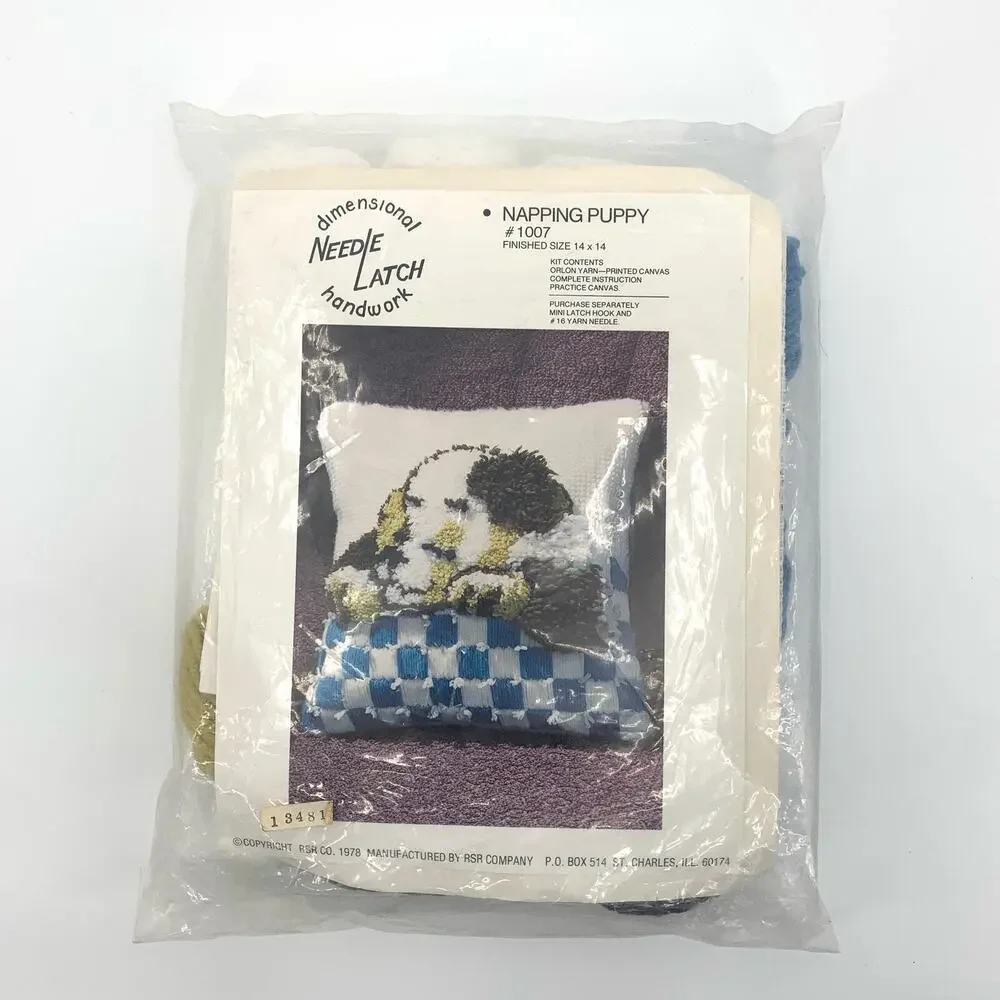 VTG 1978 Dimensional Needle Latch Hook “Napping Puppy” 1007 Unopened Kit USA